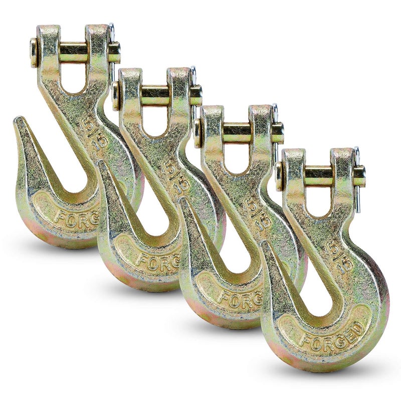 Htata Prep G70 5/16 Chain Hook Heavy Duty Clevis Grab Hook for 5/16 Inch Grade 70 Chain - for Trailer Truck Transport Yellow Chromate Finish (4Pack) - Image 1